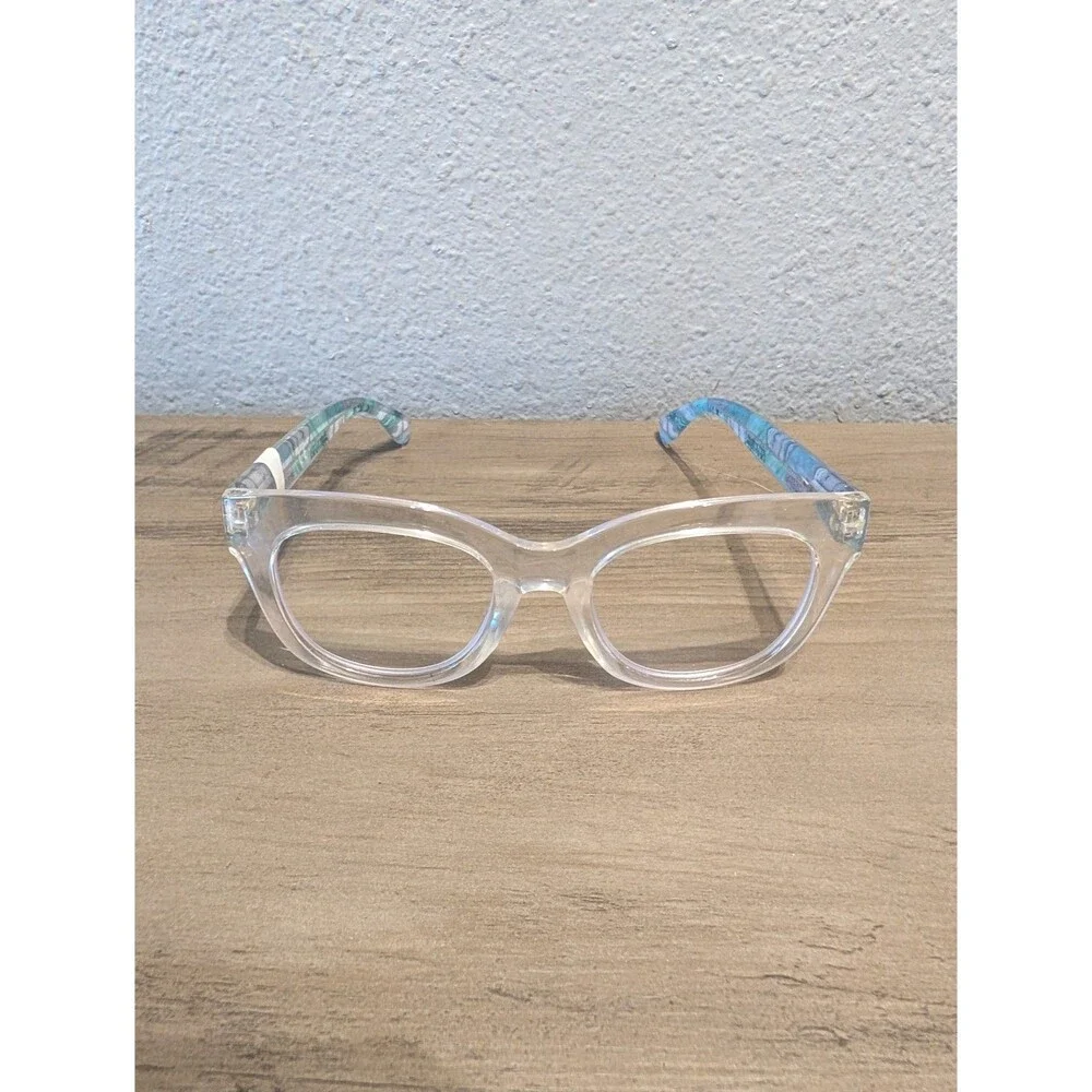 Peepers Enter Stage Left Clear Blue Pattern Eyeglass Frames